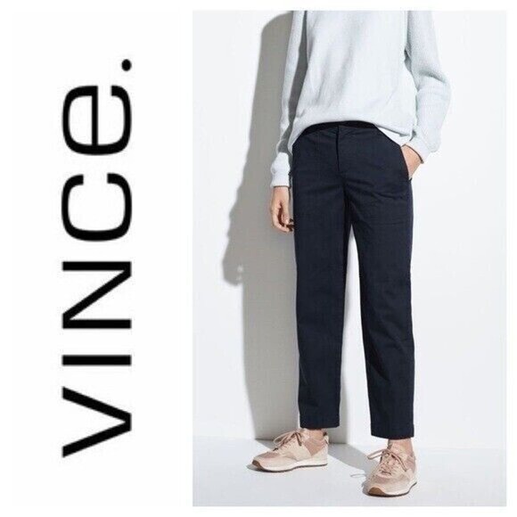 VINCE Womens Large Pockets Cotton Ankle Pants Washed Navy #V547921634 - Picture 2 of 14